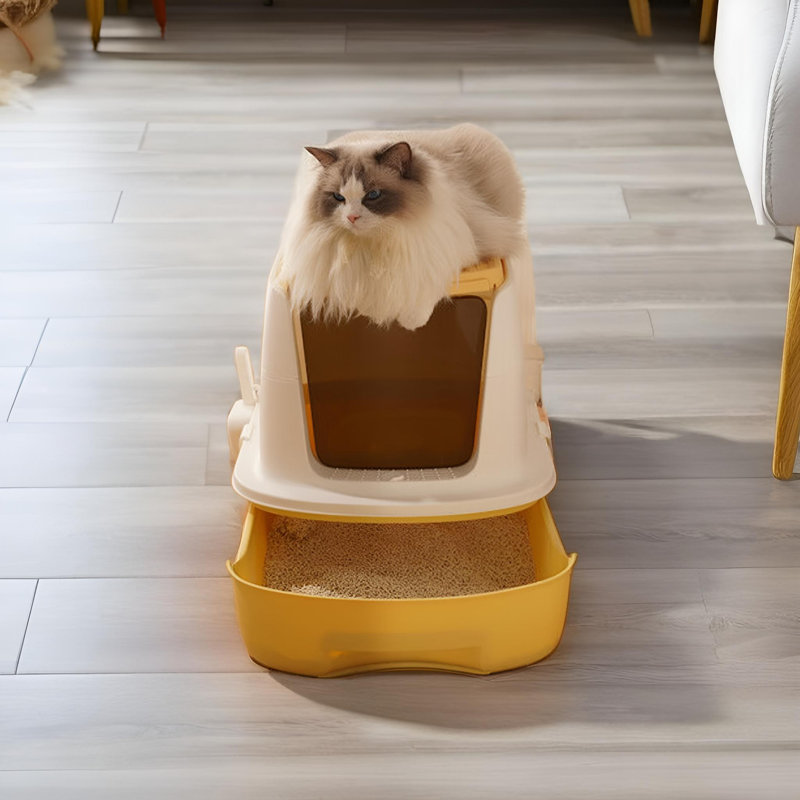 Toilet litter tray outlet